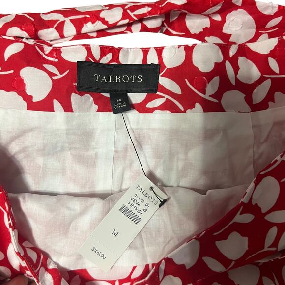 Talbots Red Floral Cotton  Midi Skirt Size 14 NWT - Picture 4 of 6
